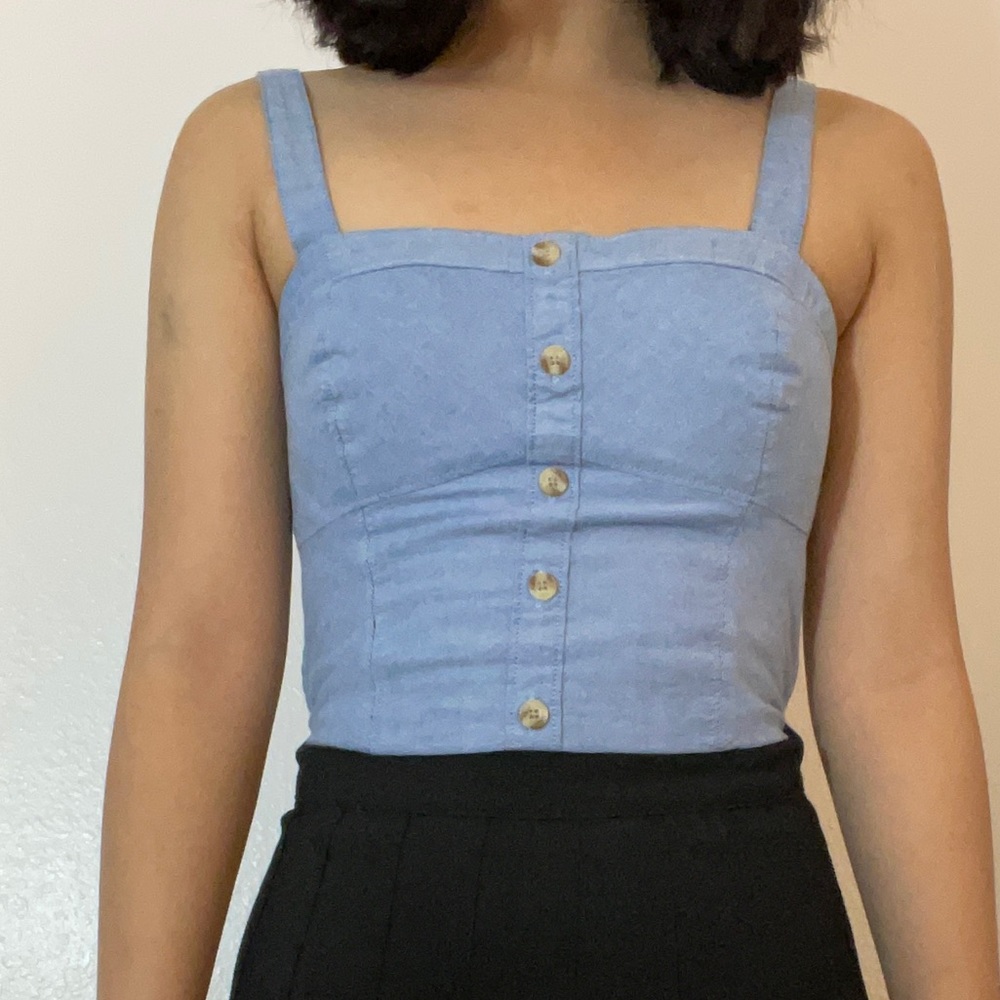 Abercrombie & Fitch Light Denim Crop Top